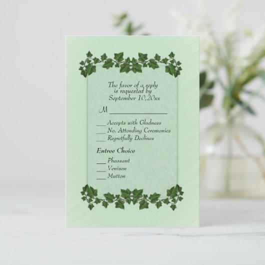 Groene bladeren en Mint RSVP w Menu (Staand voorkant)