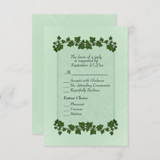 Groene bladeren en Mint RSVP w Menu (Voorkant / Achterkant)