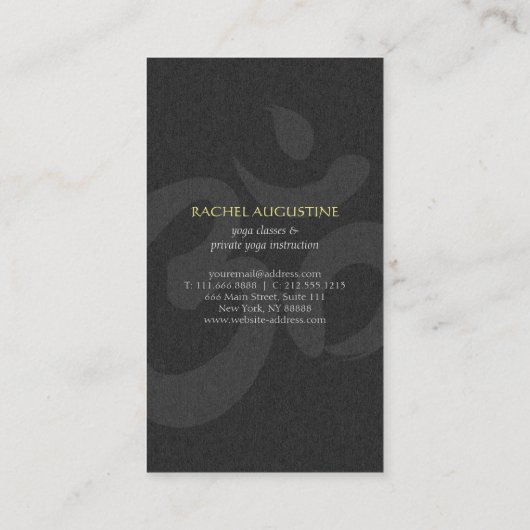 Groene bladeren en OM-symbool Yoga-instructies Visitekaartje (Achterkant)