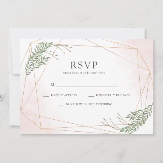 Groene bladeren en onbeschaamde bruiloft RSVP Kaart (Voorkant)