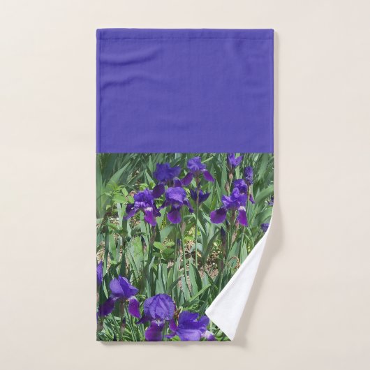 Groene bladeren en paarse lis badkamer handdoek (Handdoek)