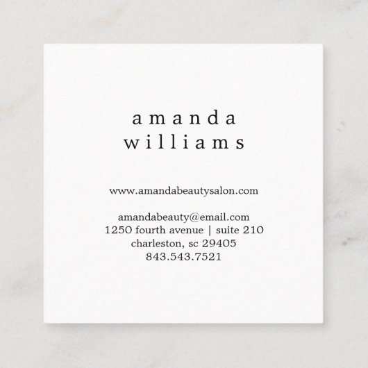 Groene bladeren en Peony Wreath en Monogram Vierkante Visitekaartje (Achterkant)