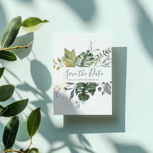 Groene bladeren en planten sparen de datumuitnodig save the date
