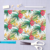 Groene bladeren en rode bloemen tissuepapier (Craft)