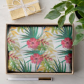 Groene bladeren en rode bloemen tissuepapier (Geschenk)