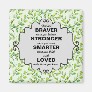 Groene bladeren en takken woorden van aanmoediging magneet