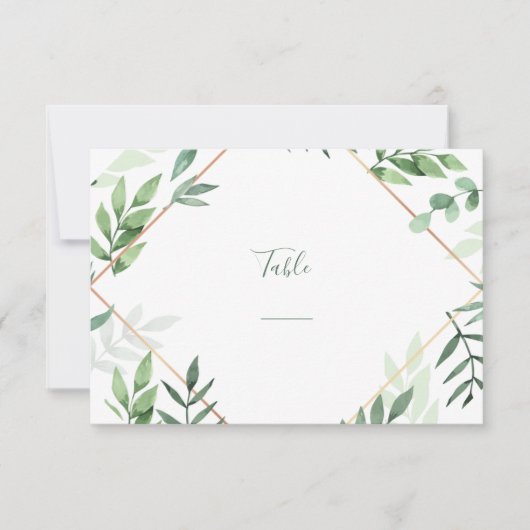  groene bladeren Enkelvoudig tabelnummer Kaart (Voorkant)