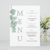 Groene bladeren Eucalyptus Summer Elegant Wedding Menu (Staand voorkant)