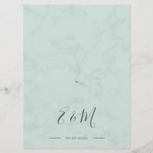 Groene bladeren Eucalyptus Summer Elegant Wedding Menu (Achterkant)