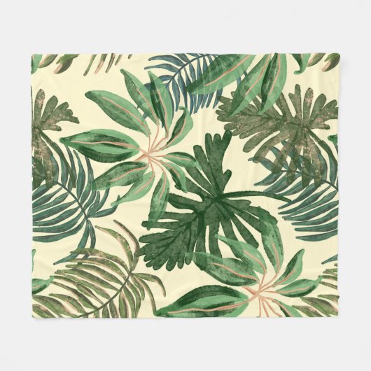 Groene bladeren fleece deken (Voorkant (Horizontaal))