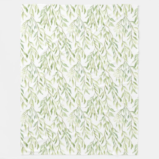 Groene Bladeren Fleece Deken (Voorkant)