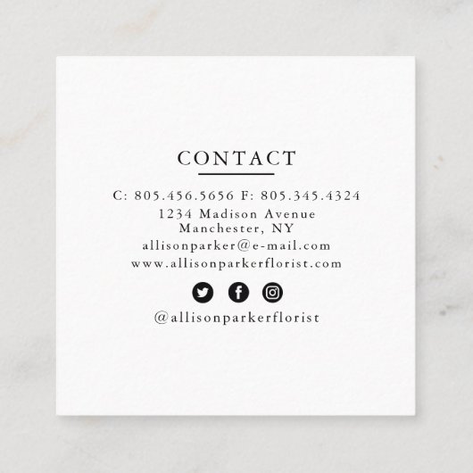 Groene bladeren Florist Gardener Visitekaartje (Achterkant)