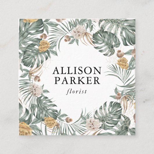 Groene bladeren Florist Gardener Visitekaartje (Voorkant)