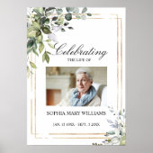 Groene bladeren & foto Memorial begrafenis Poster (Voorkant)