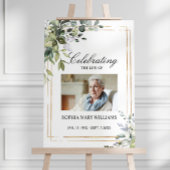 Groene bladeren & foto Memorial begrafenis Poster