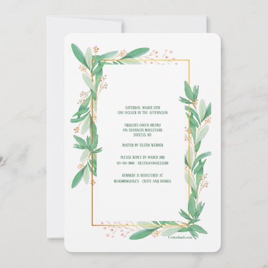 Groene Bladeren Foto Uitnodiging (Achterkant)