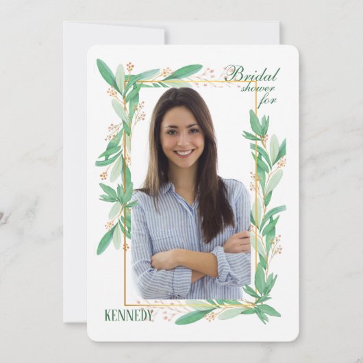 Groene Bladeren Foto Uitnodiging (Voorkant)
