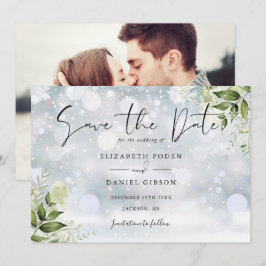 Groene Bladeren Foto Winter Huwelijk Save The Date