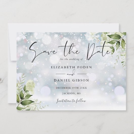 Groene Bladeren Foto Wintertrouw Save The Date (Voorkant)