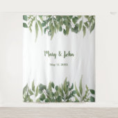 Groene Bladeren Gebladerte Bruiloft Foto Wandkleed (Voorkant)