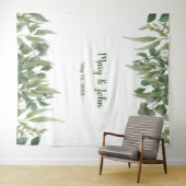 Groene Bladeren Gebladerte Huwelijksfoto Wandkleed (In Situ (horizontaal))