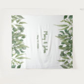 Groene Bladeren Gebladerte Huwelijksfoto Wandkleed (Voorkant (horizontaal))