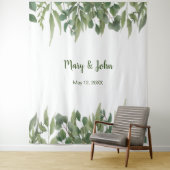 Groene Bladeren Gebladerte Huwelijksfoto Wandkleed (In situ)