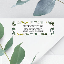 Groene Bladeren gebladerte Watercolor retouradres Etiket