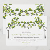 Groene bladeren geknoopt liefde bomen zomer bruilo kaart (Voorkant / Achterkant)