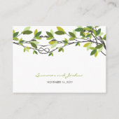 Groene bladeren geknoopt liefde bomen zomer bruilo plaatskaartje (Achterkant)