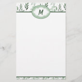 Groene bladeren gepersonaliseerd briefpapier (Voorkant)