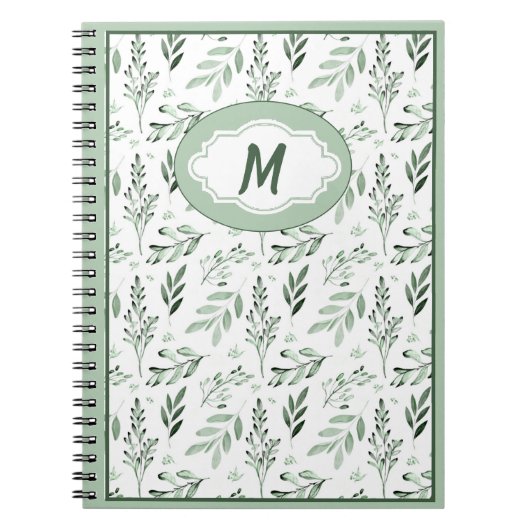 Groene bladeren gepersonaliseerd notitieboek (Voorkant)