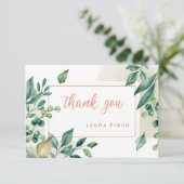 Groene bladeren gepersonaliseerde bedankkaart kaart (Staand voorkant)