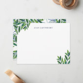 Groene bladeren gepersonaliseerde briefpapier notitiekaartje (Voorkant / Achterkant in situ)