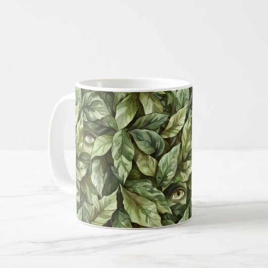 Groene Bladeren Goblin Ogen Koffiemok (Voorkant links)