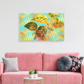 Groene bladeren Gouden bladeren Canvas Afdruk (Insitu (Woonkamer))