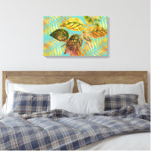 Groene bladeren Gouden bladeren Canvas Afdruk (Insitu (Slaapkamer))