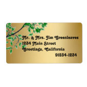 Groene bladeren Gouden folie look Retouradres labe Etiket (Voorkant)