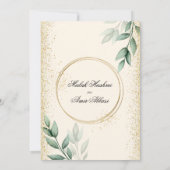 Groene bladeren Gouden Glitter Islamitische Moslim Kaart (Achterkant)