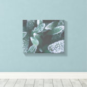 Groene Bladeren Gras Bevroren Vorst Canvas Afdruk (Insitu (Houten vloer))