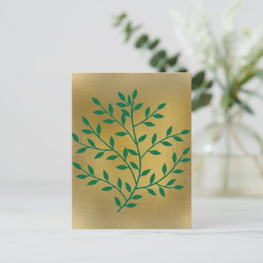 Groene bladeren groene olijftak bladdecor briefkaart (Staand voorkant)