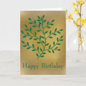 Groene bladeren groene olijftak bladdecor kaart (Gele Bloem)