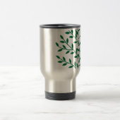 Groene bladeren groene olijftak bladdecor reisbeker (Center)