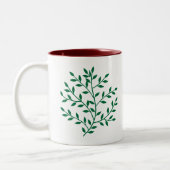 Groene bladeren groene olijftak bladdecor tweekleurige koffiemok (Links)