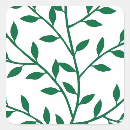 Groene bladeren groene olijftak bladdecor vierkante sticker (Voorkant)