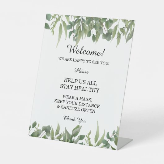 Groene bladeren Groenery Foliage Wedding Safety Reclamebord Met Voetstuk (Voorkant)