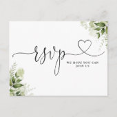 Groene Bladeren Hart Script Liedje Verzoek Uitnodiging Briefkaart (Voorkant)