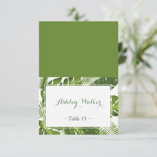 Groene bladeren Huwelijksplek Begeleidingkaart Kaart (Staand voorkant)