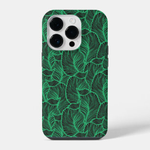 groene bladeren illustratie patroon iPhone 14 plus hoesje