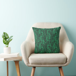 groene bladeren illustratie patroon kussen